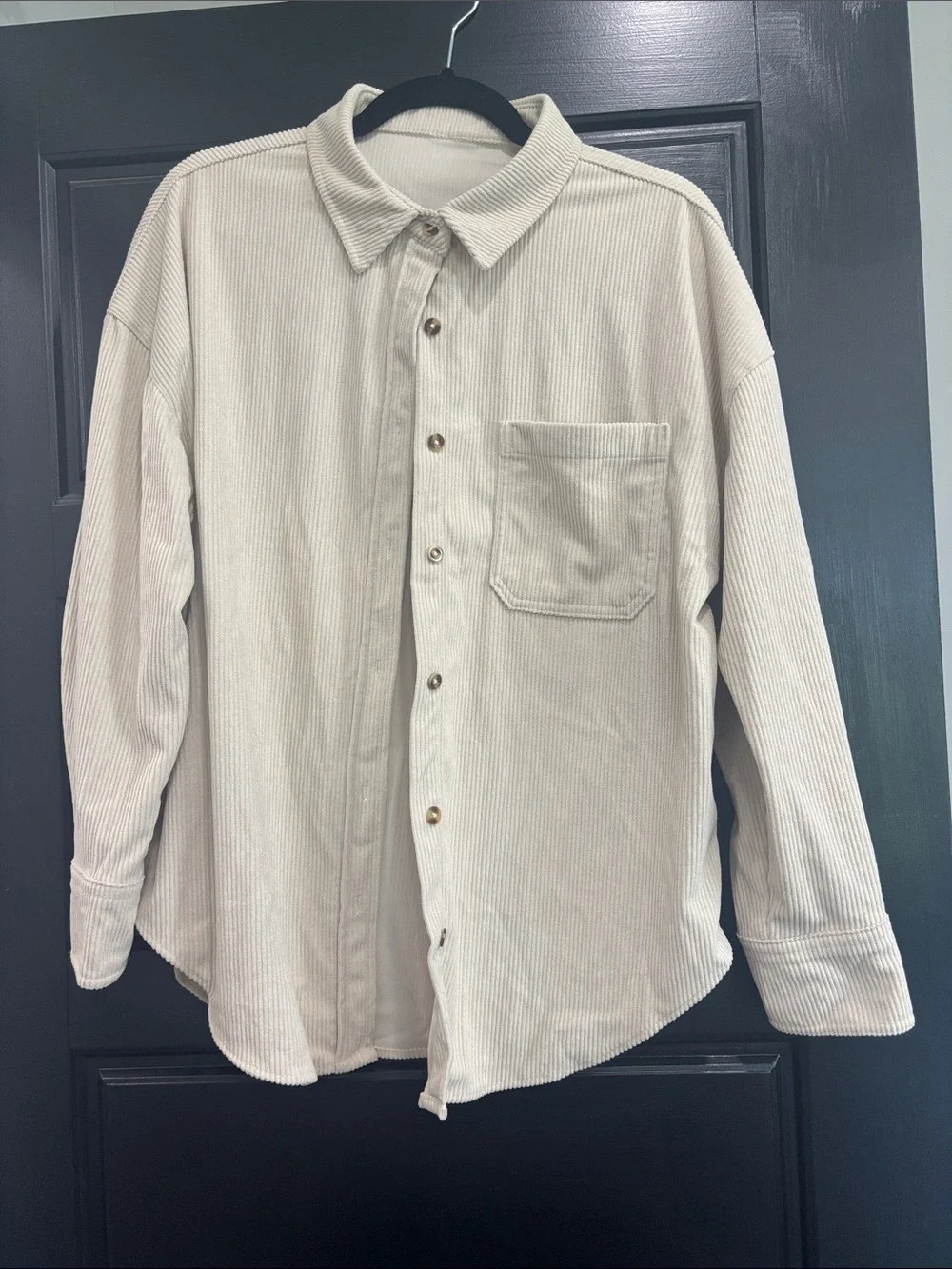 Women's Cream Button-Down Corduroy Shirt